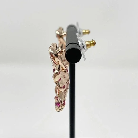 JTV Off Park Collection Pink Ombre Crystal Rose Tone Flower Earrings - Picture 5 of 7